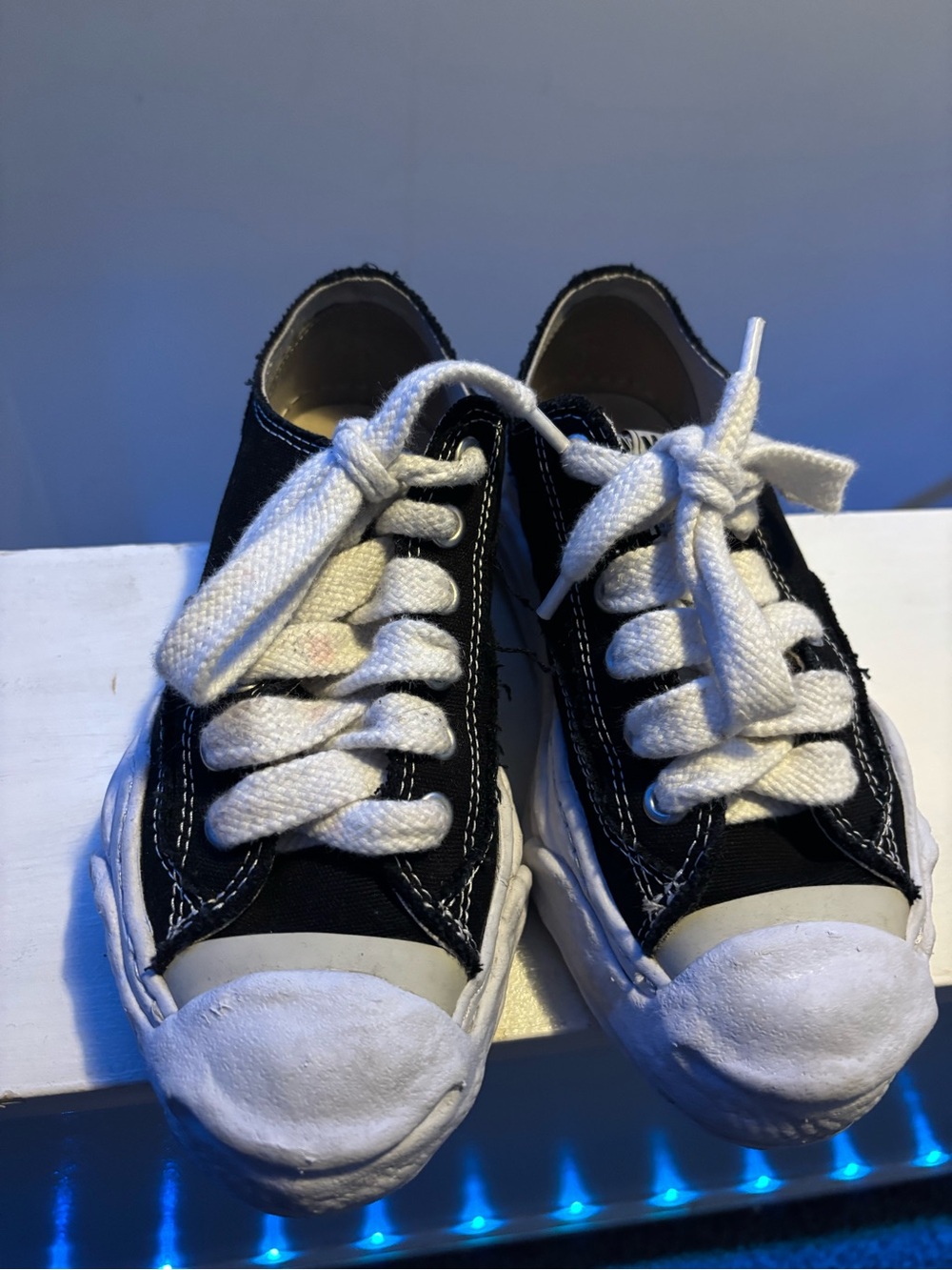 Miharayasuhiro Kids Black and White Canvas Lace-Up Sneakers
